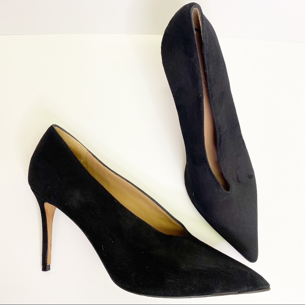 Vince Portia Suede Pointed-Toe Pump v cut 3” heels
